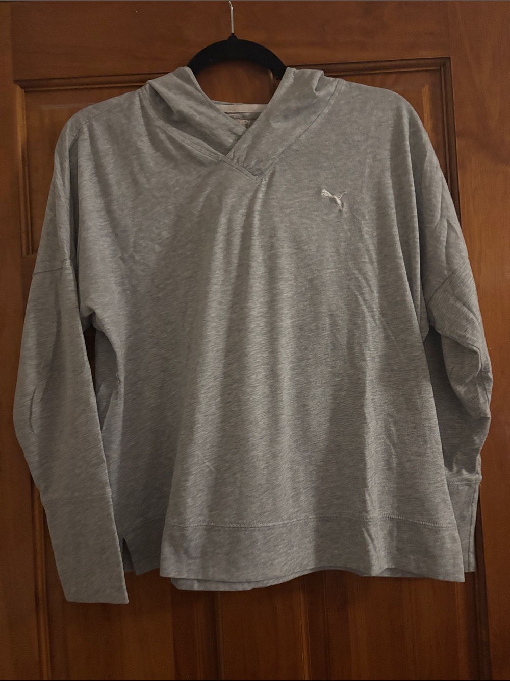 Puma Light Gray Pullover Hooded Long-Sleeve Shirt